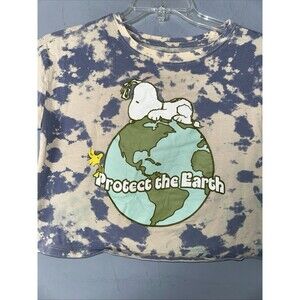Snoppy Peanuts T-Shirt Cotton Sz Medium Tie Dye Crop Top Front Back Graphic